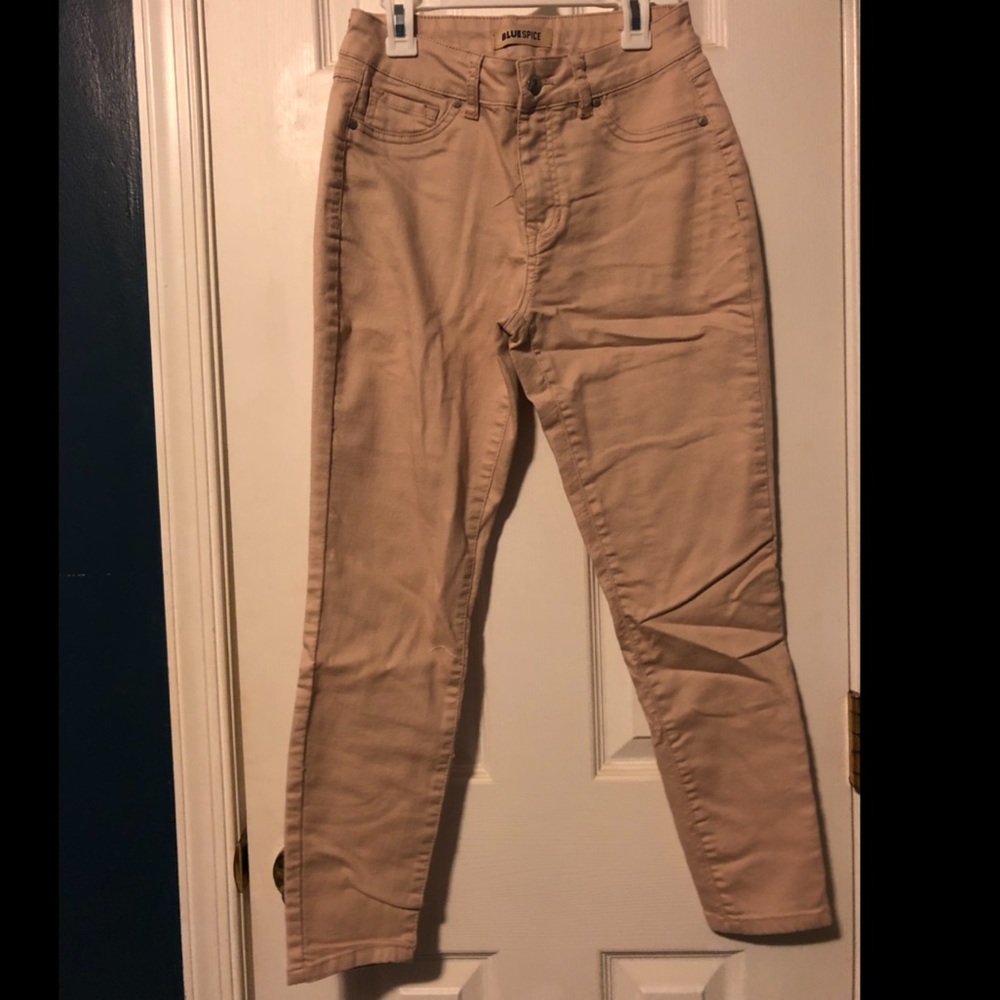 Blue Spice high waist skinny jeans, blush colored